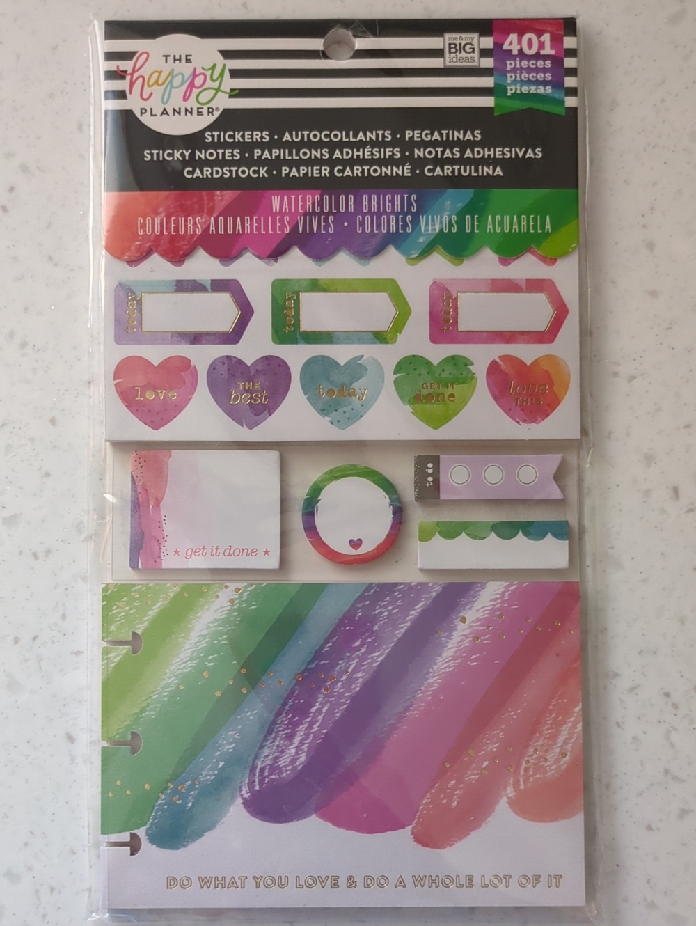 The Happy Planner Sticker + Sticky Notes Watercolor Stickers Set
